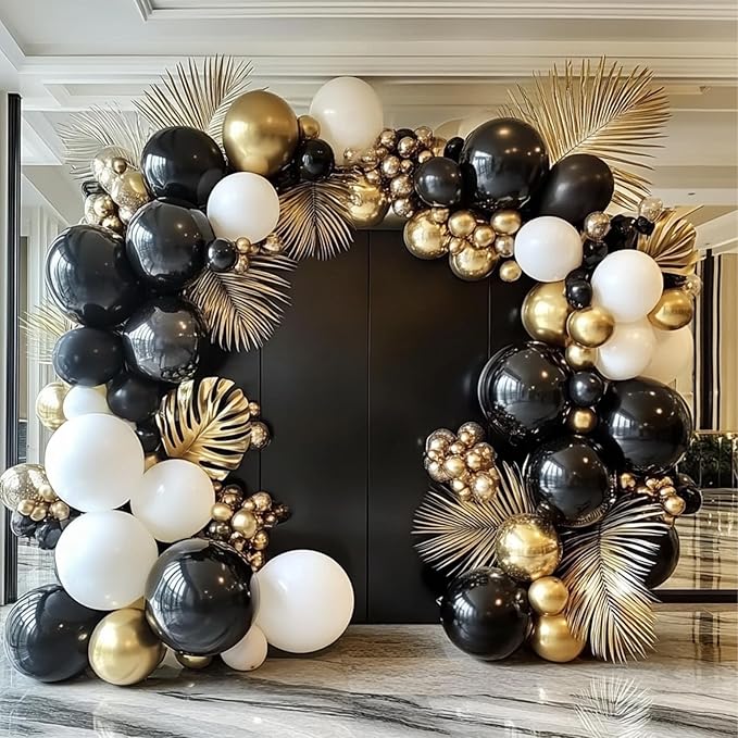108Pcs Black Double Stuffed Balloons Different Size, 18/12/10/5 inch Matte Black Balloons Garland Arch kit for Graduation Halloween New Year Anniversary Birthday Halloween Party Decoration
