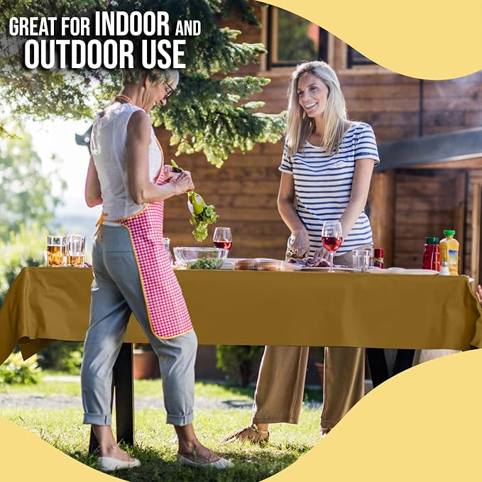 Party Solids 66% Thicker Premium Gold Plastic Table Cover Roll 40" X 100' Table Cloth Plastic Cover Roll Quality Thick Banquet Rolls Disposable Tablecloth Rolls Strong American Based Company