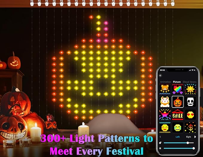 Smart Curtain Lights 400 LED, Color Changing Curtain Lights 6.6ft*6.6ft with APP&Remote,Dynamic DIY Fairy String Light for Bedroom Living Room Backdrop LED Halloween Chrismas Light Decor