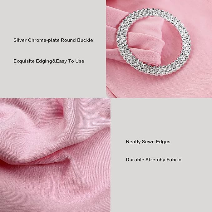 Spandex Chair Sashes Bands 100PCS Stretch Chair Ties Bows with Buckle Slider for Wedding Party Banquet Decoration (Pink)