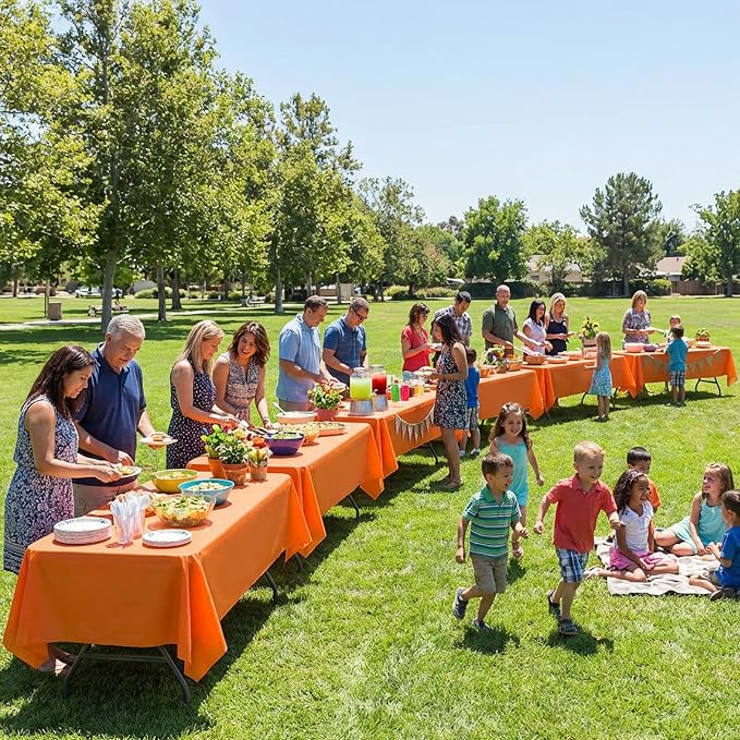 8 Packs Orange Tablecloth 60x126 Inch Rectangular Table Cloths for 8ft Rectangle Table, Wrinkle Resistant Polyester Tablecloth Washable Table Covers for Wedding Party Buffet Dining