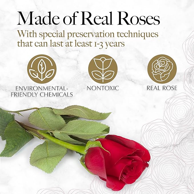 GLAMOUR BOUTIQUE 16 Flower Forever Heart Shape Box, for Mom, Eternal Preserved Roses Gifts for Her, Flowers Bouquet, for Birthday, Anniversary, Girlfriend - Red