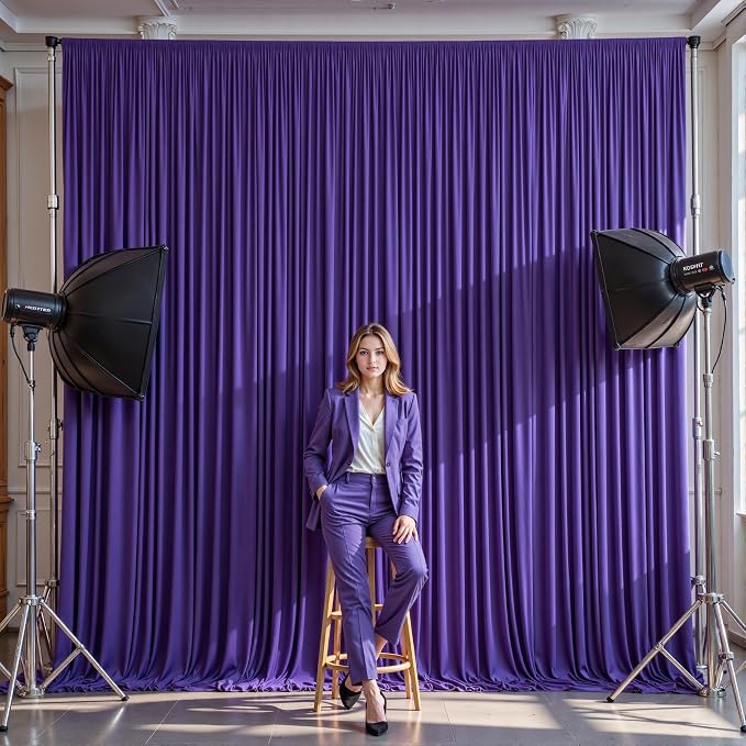 6 Panles Purple Backdrop Curtains - Wrinkle Free Fabric Backdrop Curtain for Photoshoot, 10FT Wedding Party Photo Backdrop Drapes for Birthday Baby Shower Photography Stage Background Decorations