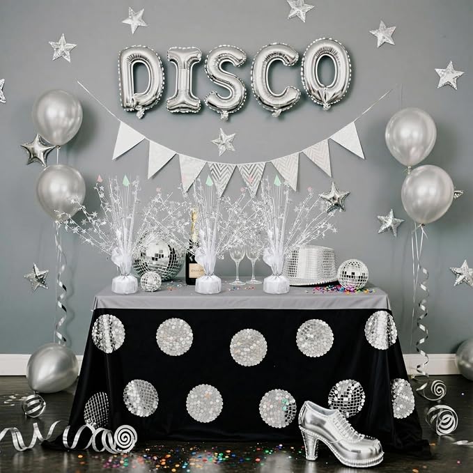 Crowye 6 Pcs Metallic Foil Spray Centerpiece Party Star Decoration Table Decor for Birthday Wedding Bachelorette Summer Party Holiday(White,Small Star)
