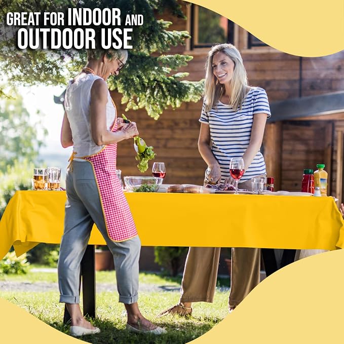 Party Solids 66% Thicker Premium Yellow Plastic Table Cover Roll 40" X 300' Table Cloth Plastic Cover Roll Quality Thick Banquet Rolls Disposable Tablecloth Rolls Strong American Based Company