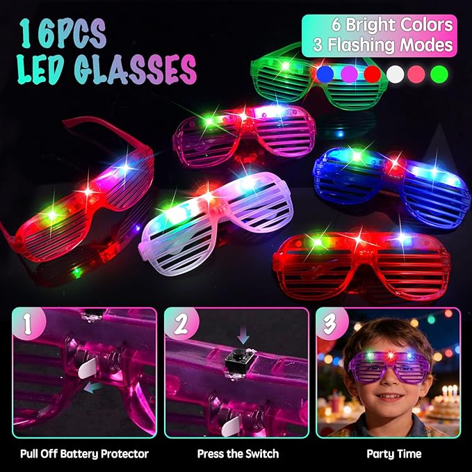 248Pcs Glow in the Dark Party Supplies, Light Up Toys Set with Glow Sticks, Glow Rings, Light Up Glasses, Glow Party Favors for Kids, Birthday Gifts, Classroom Prizes (Style1)