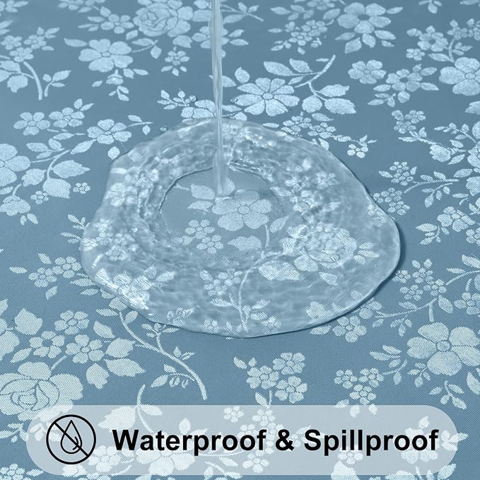 Smiry Rectangle Table Cloth, Waterproof Heavy Duty Vinyl Tablecloths, Wipeable Washable Table Cover for Kitchen and Dining Room (Stone Blue, 70" X 120")