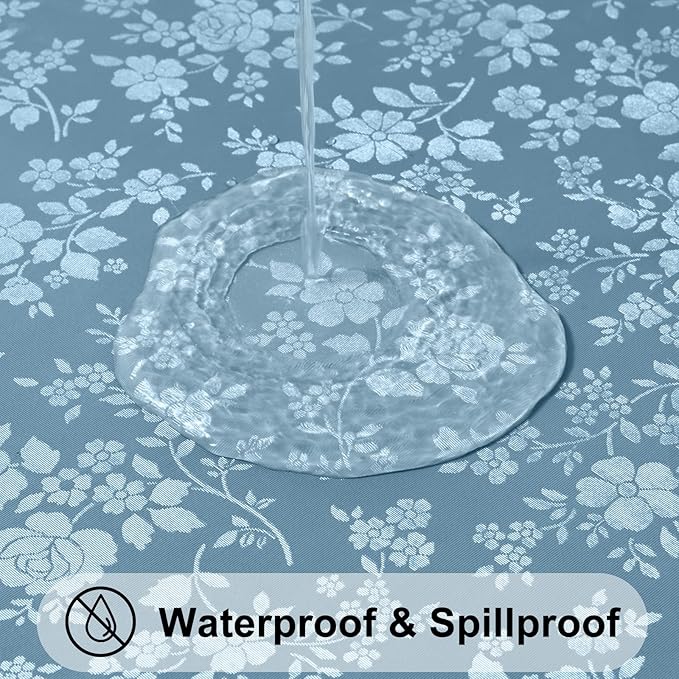 Smiry Rectangle Table Cloth, Waterproof Heavy Duty Vinyl Tablecloths, Wipeable Washable Table Cover for Kitchen and Dining Room (Stone Blue, 60" X 140")