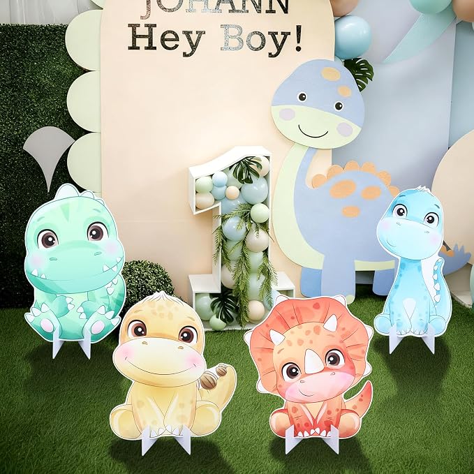 Gemscream 4 Pcs Large Dinosaur Party Decorations 23.6 Inch Cute Cartoon Dinosaur Cutouts Dino Baby Shower Birthday Decor Backdrop Photo Booth Props Party Supplies for Birthday Parties Decor