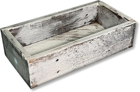 Rustic Revival | Decorative White Barnwood Box – Authentic Rustic White Weathered Wood Box for Table Decoration, Weddings, Parties & Farmhouse Home Decor – Real Wood Centerpiece Holder (Whitewash)