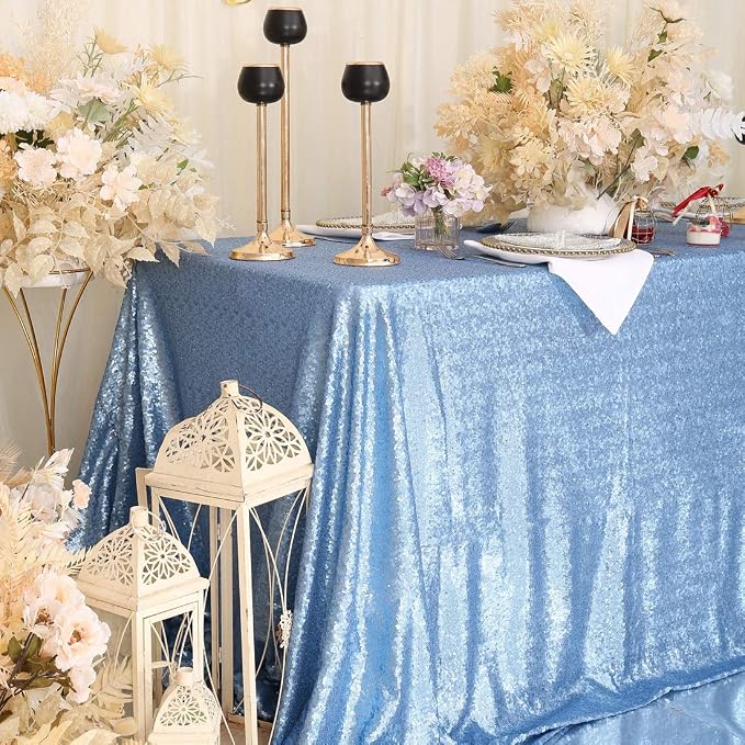 Eternal Beauty Baby Blue Tablecloth, 50x50 Inch Square Rectangle Table Cover for Cake Dessert Exhibition Party Birthday Events