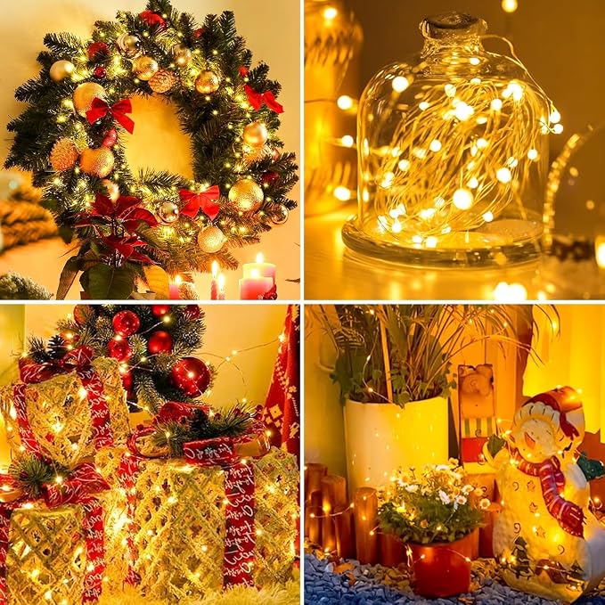 4 Pack LED Fairy Lights Battery Operated 20FT 60 LEDs Silver Wire String Lights Twinkle Lights Starry Fairy Lights for Bedroom Christmas Wedding Party Indoor Outdoor Decor, Warm White + Cool White