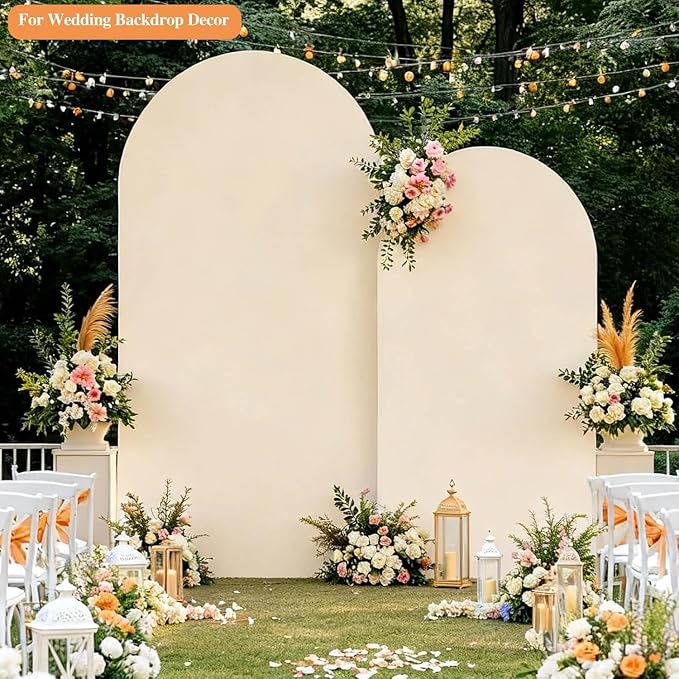 Arch Backdrop Stand and Cover Set (7.2ft,6ft) Birthday Party Wedding Ceremony Bridal Baby Shower Event Decor Gender Reveal (Beige, 7.2Ft+6Ft)