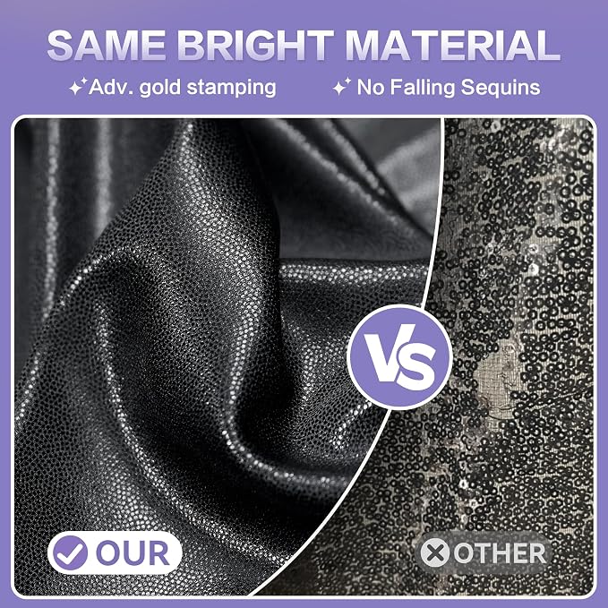 gogoparti 10x10FT Black Sequin Backdrop Curtain - 2 Panels of 5x10FT Wrinkle-Free Glitter Drapes for Photography, Birthdays, Weddings & Graduations