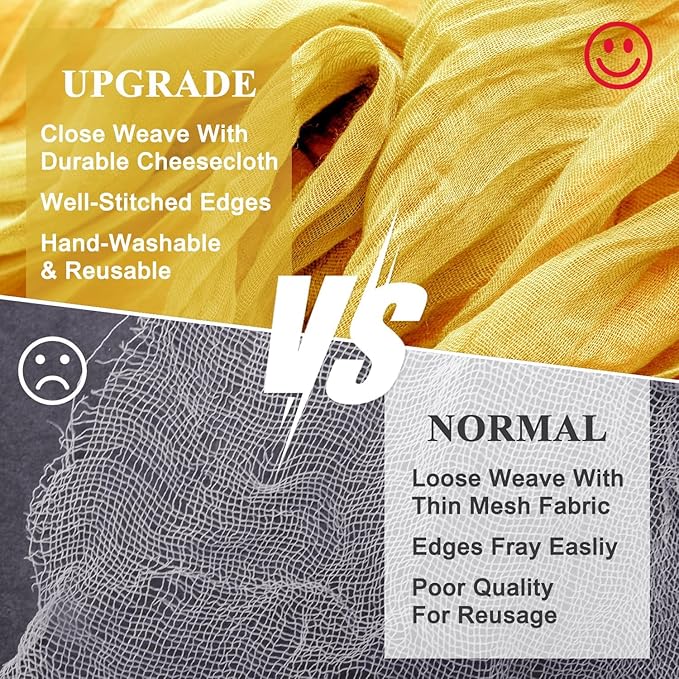 Wokceer Cheesecloth Table Runner 120 Inch Gold Boho Gauze Spring Easter Cheese Cloth Table Runner for Party Valentine's Day Long Rustic Sheer Table Runners for Baby Bridal Shower Wedding Table