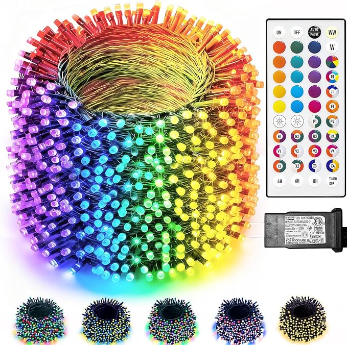 164FT Christmas Lights Outdoor, 35 Colors Changing 500 LED Halloween String Lights Green Wire Remote Timer, Waterproof Twinkle Light for Indoor Outdoor Holiday Party Xmas Tree Wedding Decor