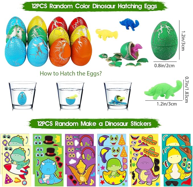 352PCS Dinosaur Party Favors, Dinosaur Birthday Party Decorations Supplies - Stickers Keychains Goodie Bags for Kids Birthday Return Gifts, Dino Slingshot Finger Fidget Toys Bulk