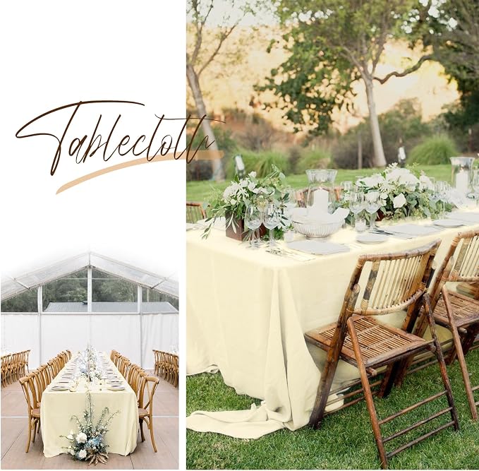 10 Pack 60 x 126 Inch Rectangle Tablecloth, Beige Tablecloth for 8 Feet Rectangle Tables, Stain and Wrinkle Resistant Washable Fabric Table Cloth for Wedding Dining Table Buffet Parties Camping