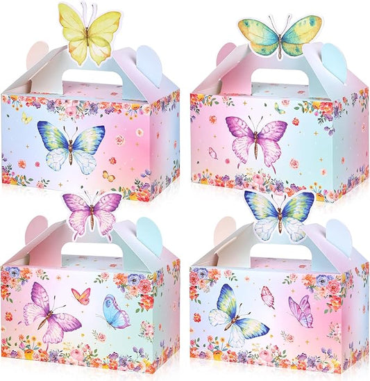 VGOODALL 12PCS Butterfly Party Favor Boxes, Goodie Gable Treat Box Paper Candy Containers for Birthday Baby Shower Wedding Party