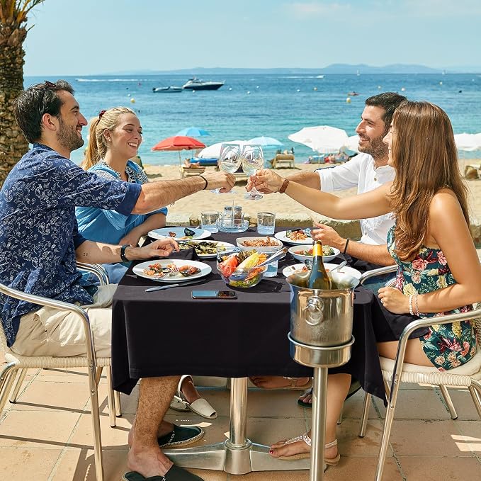 60x102 Table Cloth - 6 Pack Rectangular Black Washable Stain and Wrinkle Resistant Polyester Table Cover for Dining Tables, Various Parties and Camping (Black)