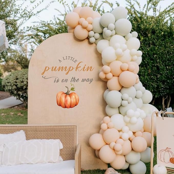 A Little Pumpkin is On The Way Baby Shower Decal Sign for Backdrop | Little Pumpkin Baby Shower Decorations Decal Sign, Fall Theme Gender Reveal Decorations Sticker for Balloon Arch, Backdrop