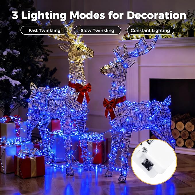 litogo 24 Pack 7FT 20 LED Fairy Lights Battery Operated, 3 Lighting Modes, Bulk Mini Twinkle String Lights Waterproof Silver Wire for Weddings Mason Jars Party Christmas Decorations-Blue