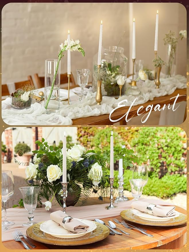 Funtery 48 Pcs Flameless LED Taper Candles Battery Operated Candles Bulk Realistic LED Candlesticks Flickering for Wedding Church Party Home Decor(Ivory,11 Inch,Romantic Style)