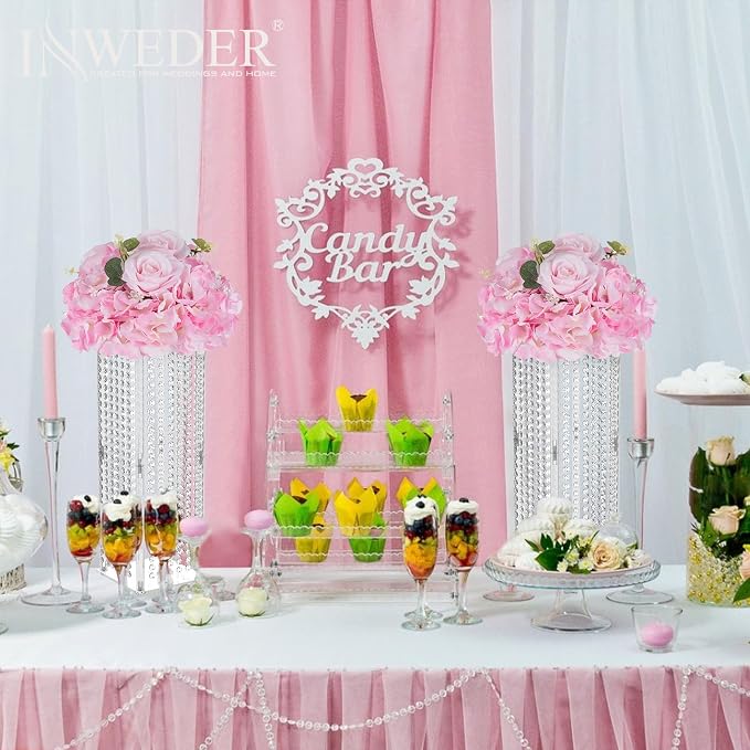 Pink Flowers Balls for Centerpieces: 10 PCS 11.8" Diam Flower Centerpieces for Tables in Wedding Reception Decorations Arrangement for Party Celebration Planners