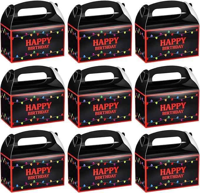 Marspark 12 Pack Strange Birthday Party Supplies, Paper Gift Boxes, Cartoon Candy Treat Boxes for Strange Themed Birthday Party Decorations(Spooky Pattern)