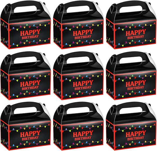 Marspark 12 Pack Strange Birthday Party Supplies, Paper Gift Boxes, Cartoon Candy Treat Boxes for Strange Themed Birthday Party Decorations(Spooky Pattern)