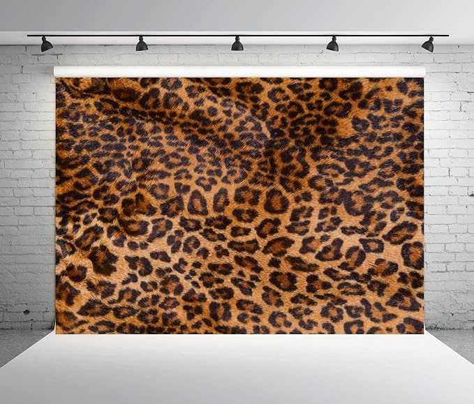 15x8ft Fabric Leopard Print Backdrop Leopard Skin Pattern Cheetah Black Brown Spots Photography Backdrop Baby Shower Leopard Banner Cake Table Decorations Photo Booth Studio Props