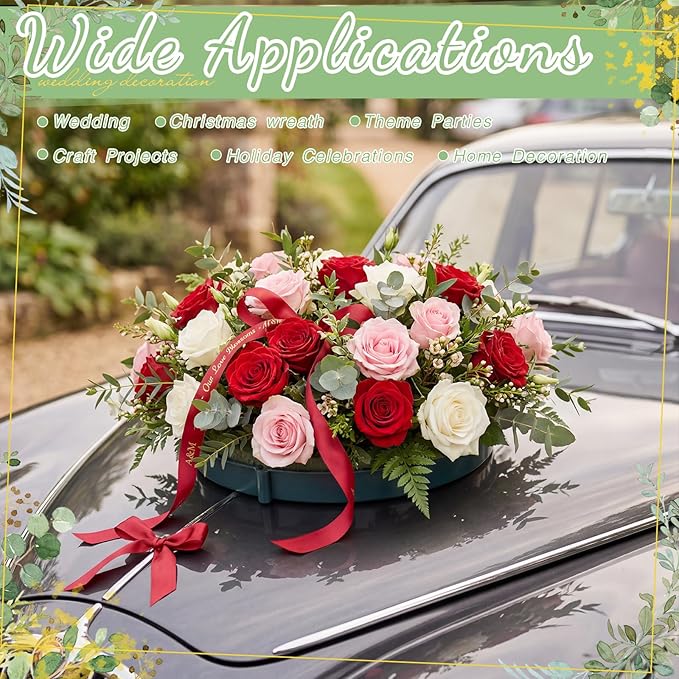 Joyfolk 8 Pcs 8 Inch Floral Foam Rings Round Green Flower Wet Foam Ring Flower Arrangement Kit for Florist Wedding Decoration for Birthdays, Home, Parties