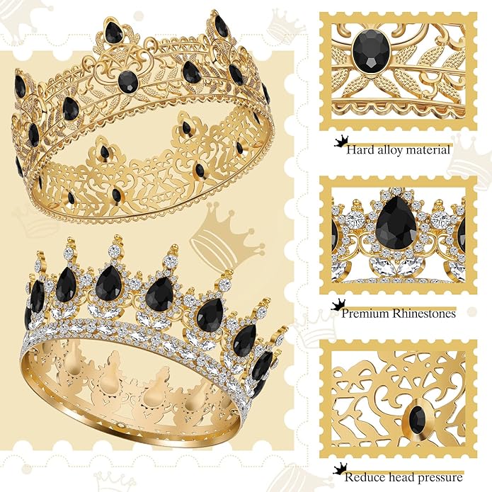 6 Pieces Prom King and Queen Crowns Sashes Set, Crystal Tiara for 2026 Homecoming Graduation Party Birthday Wedding