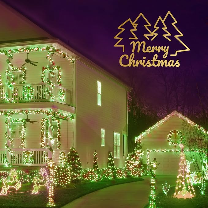 300 Led Red Green String Lights Outdoor Waterproof Christmas Decorations, 108 Ft Fairy Lights for Bedroom, 8 Modes Plug in Christmas Lights for Outside Room Decor