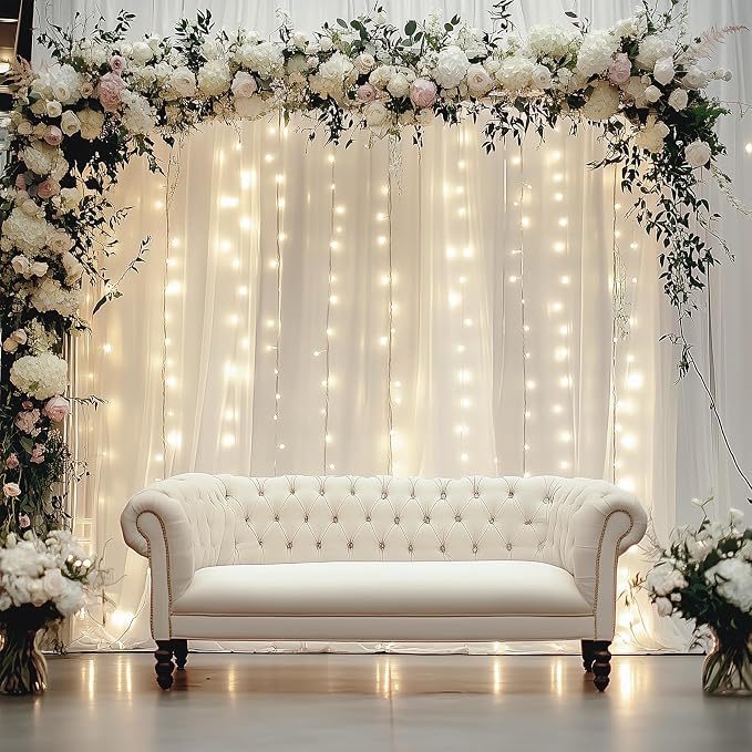 40ftx12ft Ivory Backdrop Curtains for Wedding-Wrinkle Free Backdrops Curtain Drapes Fabric Decorations Photo Back Drop Cloth for Baby Shower Photography Stage Reception 8Panels 12ft(H) x 5ft(W)