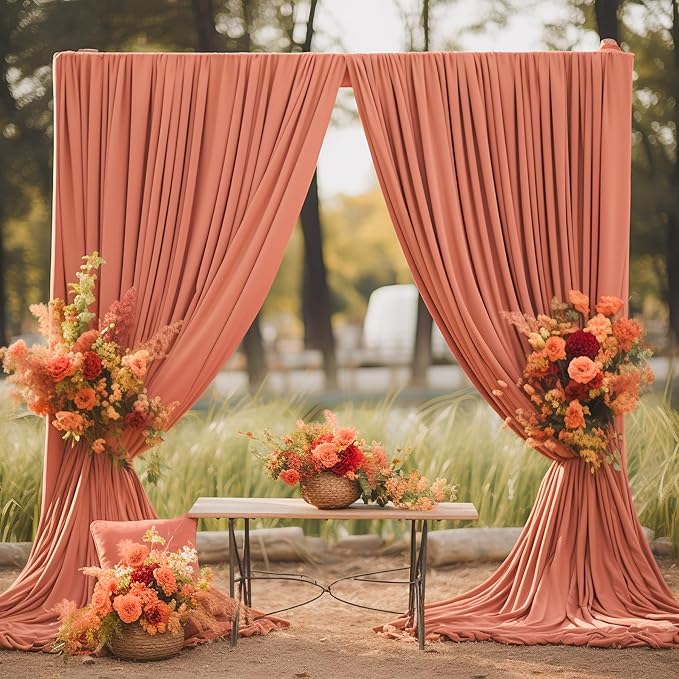 10x10 Rust Backdrop Curtain for Parties Wedding Wrinkle Free Red Photo Curtains Backdrop Drapes Fabric Decoration for Birthday Party Baby Shower Christmas 5ft x 10ft,2 Panels