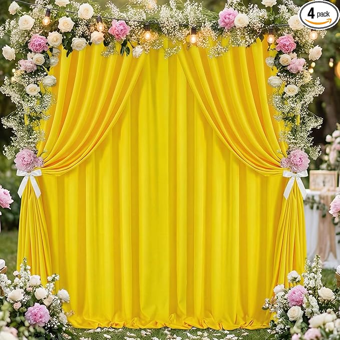 Backdrop Curtains Yellow Background: Birthday Polyester Fabric 10ftx8ft Fall Backdrops Stage Wedding Decorations Wall Draping