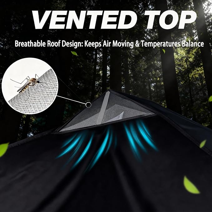 10x10 Pop Up Canopy Tent with Sidewalls x 4 – Easy Setup Canopy Tent, Waterproof, UV-Resistant, Portable with Carry Bag for Outdoor Events, Camping, and Backyard Parties – Black