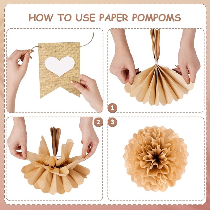 Kriyokiaa Boho Baby Shower Decorations 15 Pcs Gender Neutral Baby Shower Decorations Elegant Earth Tones Paper Pompoms and Lanterns with Welcome Baby Banner for Boy Girl