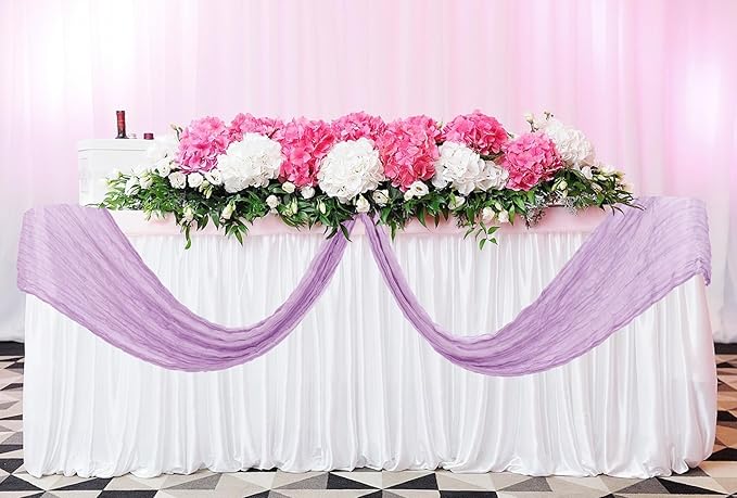 24 Pack Cheesecloth Table Runner 20 x 120 inch Cheese Cloth Table Runner Bulk,Romantic Boho Sheer Gauze Fabric Table Runners for Wedding Reception,Party,Bridal Shower Table Decor(Lavender)