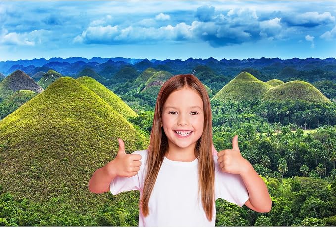 Chocolate Hills Backdrop Philippines Nature Landscape Photography Background Bohol Island Green Forest Mountain Backdrop Decors Philippines Travel Hiking Camp Birthday Wedding Portrait Props 10x8ft