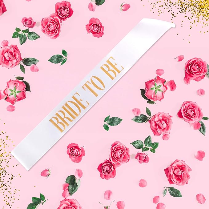 POP FIZZ DESIGNS Bachelorette Sash Set (7 pcs) 1 White Bride to Be Sash + 1 Maid of Honor Sash + 5 Bachelorette Sashes for The Bride Tribe - Amazing Bachelorette Party Favors