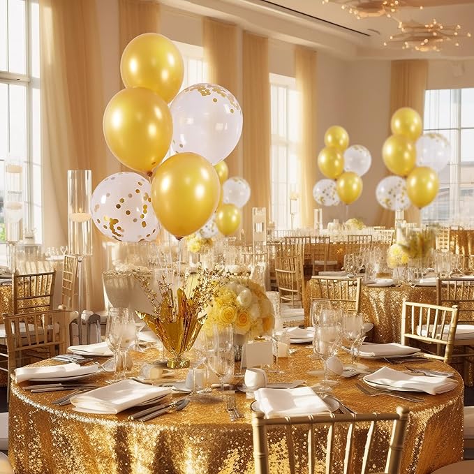 4 Set Gold Table Centerpiece Balloons Stand Kit with Gold and Confetti Balloons for Birthday Party Baby Shower Wedding Bridal Shower Graduation Prom Table Decorations