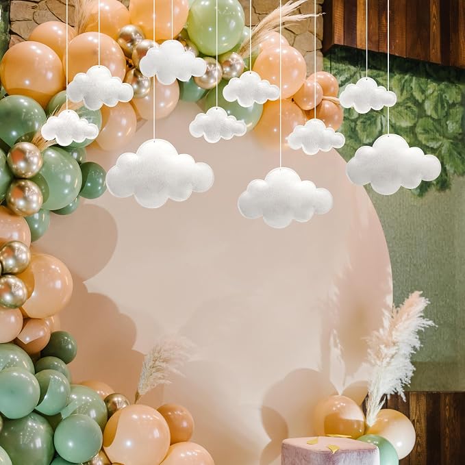 Ayfjovs 16PCS Cloud Hanging Decoration - 3D Felt Clouds for Nursery, Stage Props and Classroom Decor