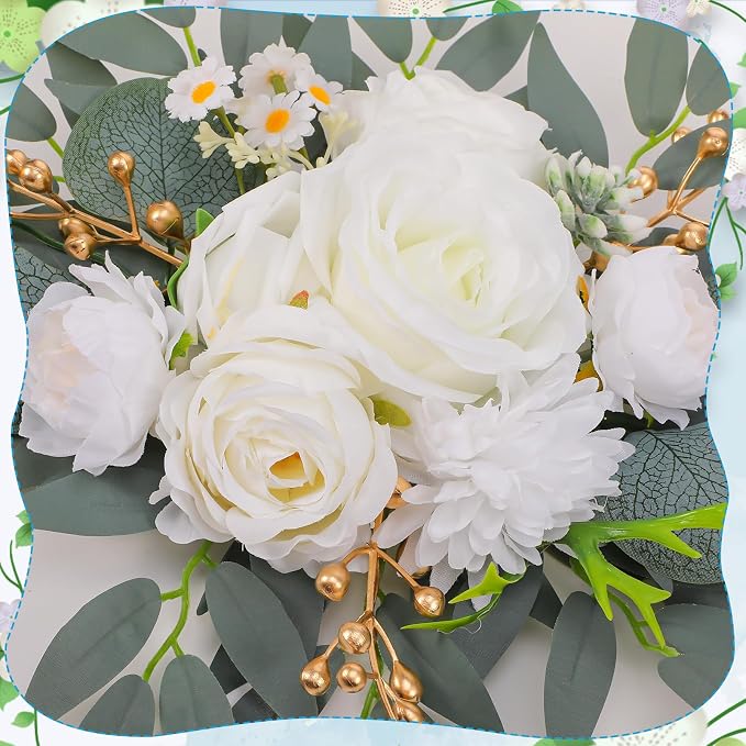 Wedding Arch Decorations 2 Pack - Reusable Artificial Hanging Flowers Floral Swag Greenery Garland for Wedding Welcome Sign Backdrop Bridal Ceremony Reception Backdrop Decoration