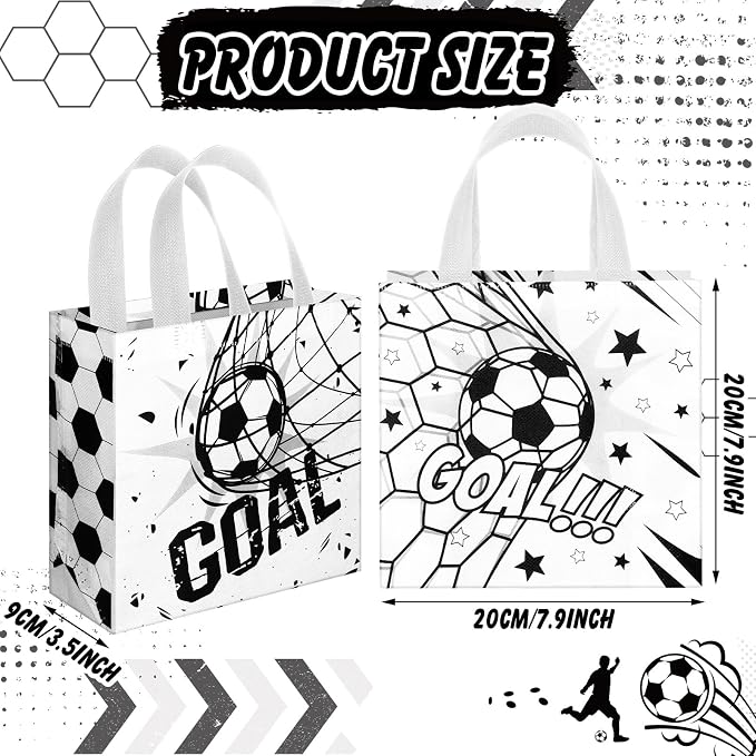 Sweetude 40 Pcs Soccer Gift Party Favor Bags with Handle, Non Woven Goodie Bags Birthday Favor for Birthday Baby Shower Packaging Supplies