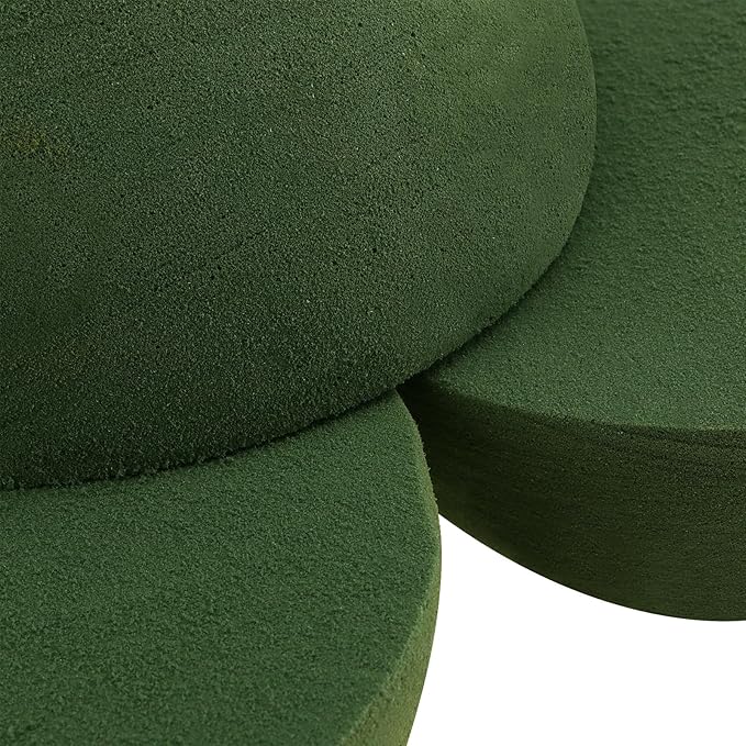 HAKZEON 4 PCS 7.5 Inch Floral Dry Foam Half Ball, Green Foam Half Ball Large, Round Foam Block Green Floral Foam Round Ball for Artificial Plant Arrangement