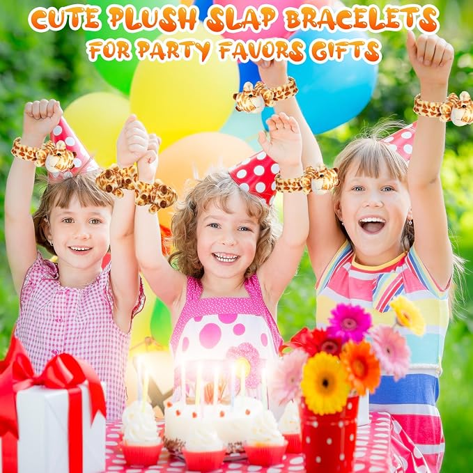 Lenwen 8 Pcs Stuffed Giraffe Animals Slap Bracelets for Kids 8.66 Inch Back to School Plush Animal Bracelets Adopt a Giraffe Party Favors Wrist Slap Snap Band Toy for Boys Girls Birthday Gifts