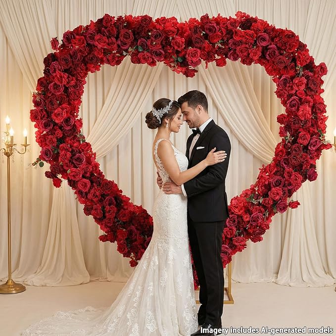 Heart Balloon Arch Stand with Base | 6.7ft Heart Shaped Metal Arch Backdrop Stand Kit,Large Size Metal Love Balloon Arch Kit for Wedding,Bridal(White)