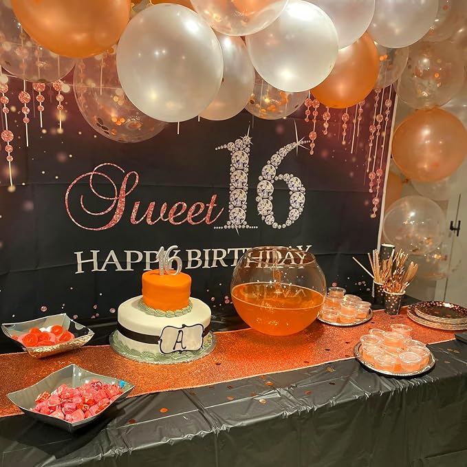 6 Pack Orange Sequin Table Runner 12 x 72 Inch - High Density Sparkly Glitter Table Runners for Thanksgiving Dinner, Halloween Party, Citrus Theme , Fiesta, Shimmering Orange Decor